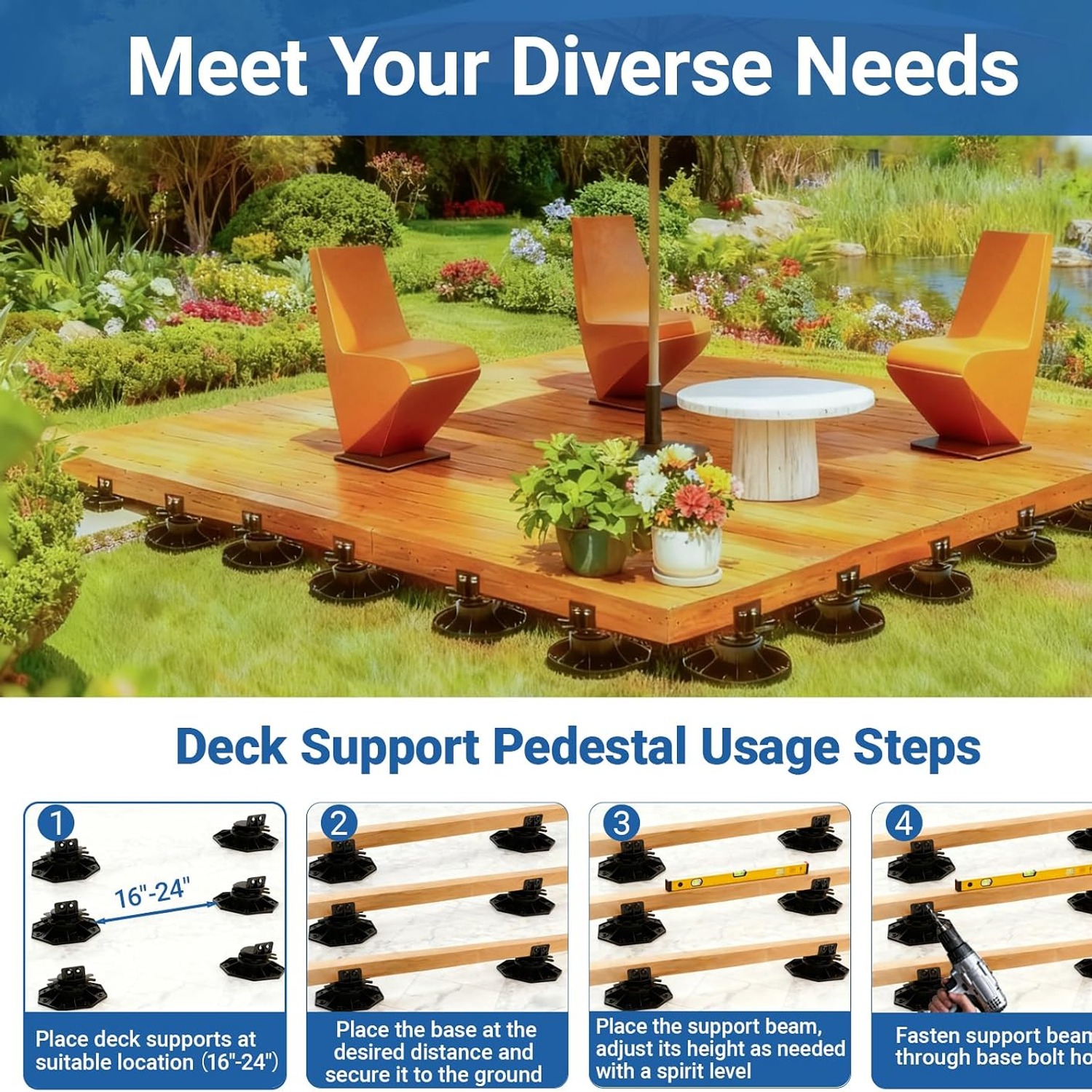 Adjustable Deck Pedestals 24 Pack (30-60mm): image 4